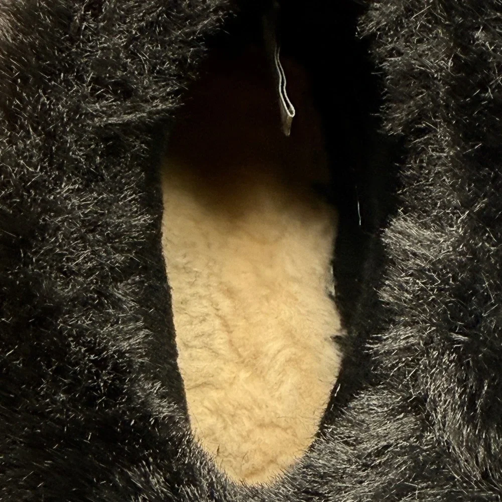 Bearpaw Marlene Black Suede Womens Ankle Boot 8 Faux Fur Boho Hipster Gorpcore